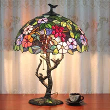 16 дюймов Европейский Тиффани виноград настольная лампа витраж Спальня Кабинет кофейная комната бар украшение лампа