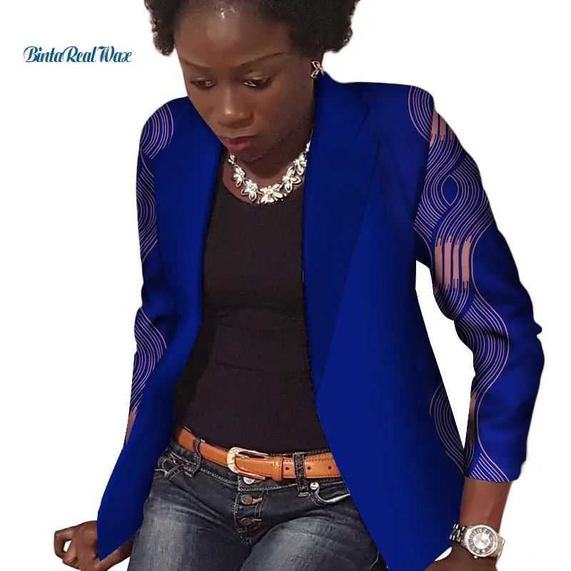Африканский воск печати костюм пальто Женский блейзер Базен Riche Дашики с длинными рукавами пальто хлопок Пользовательские африканские одежды WY3496