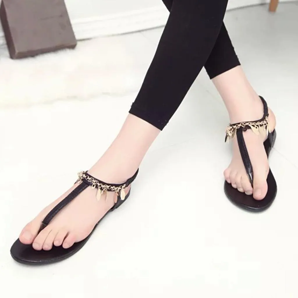 

Women's fashion sandalias mujer 2019 Roman Beaded Sequins Sandals Summer Bohemian Sandals Plus Size dropshipping