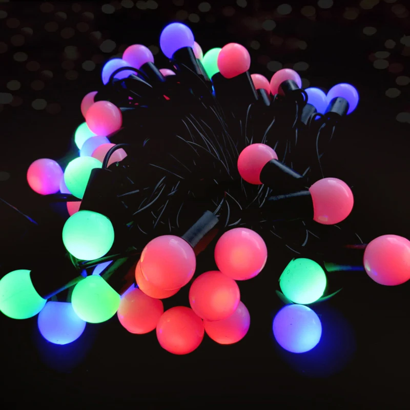 RGB светодиодный лампы 5/10 M 50/100 светодиодный мяч новогодние гирлянды вечерние свадебные декорации на улице праздник Фея светящаяся гирлянда