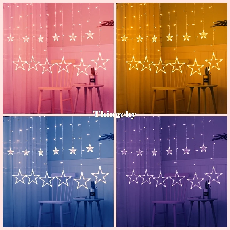 220V 138pcs LED fairy string lights Star Curtain Lights Waterproof outdoor christmas decorations for home wedding Garlands natal 220V 138pcs LED fairy string lights Star Curtain Lights Waterproof outdoor christmas decorations for home wedding Garlands natal