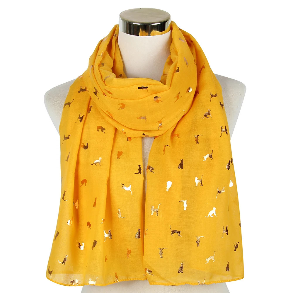 FOXMOTHER шарф женские шарфы Роскошные блестящие белые темно-синие желтые бронзовые фольгированные золотые кошачий шарф шаль Хиджаб шейный платок женские шарфы