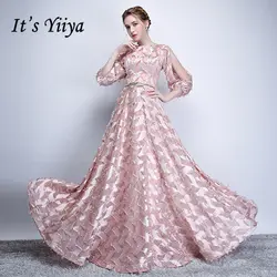 Это Yiya вечерние платья 2018 три четверти рукав цветок модное дизайнерское с длинной до пола элегантное Деловое платье LX1116