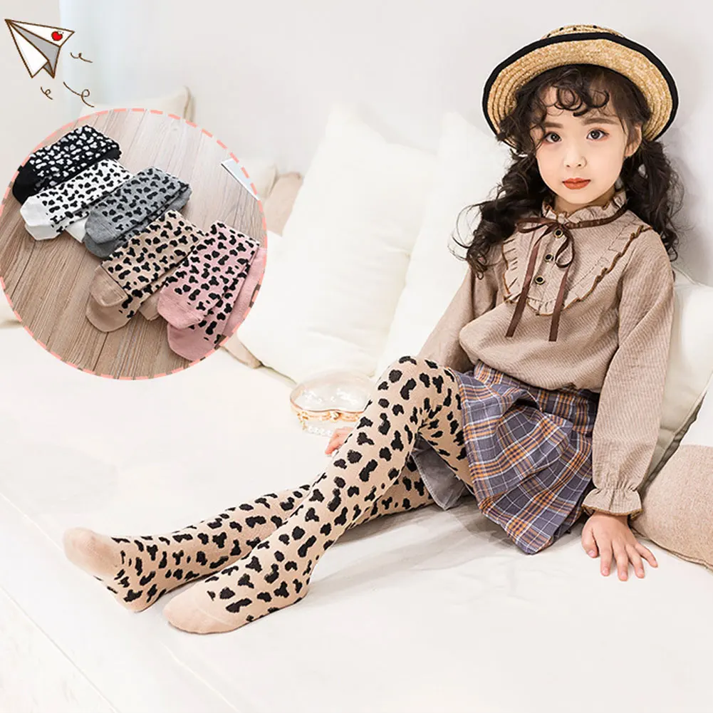 Чулки с принтом для маленьких девочек Модные леопардовые колготки для маленьких девочек, детские колготки, чулки для От 3 до 8 лет