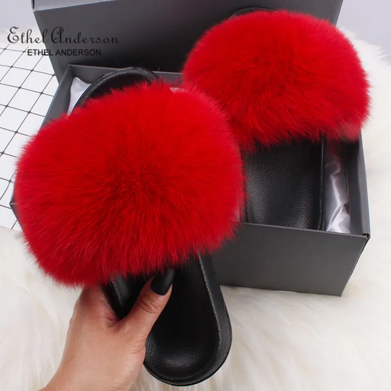 Women's Casual Real Fox Fur Slippers