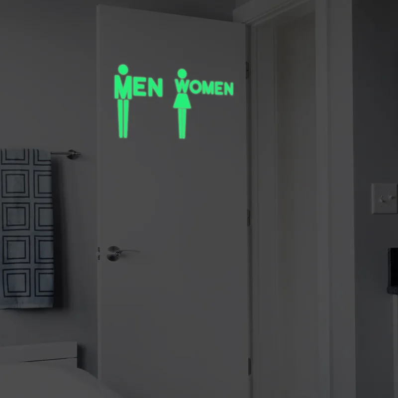 

Creative Luminous Men and Women Toilet door/wall Sticker Glow in the Dark Fluorescent bathroom wall Stickers for Home Decoration
