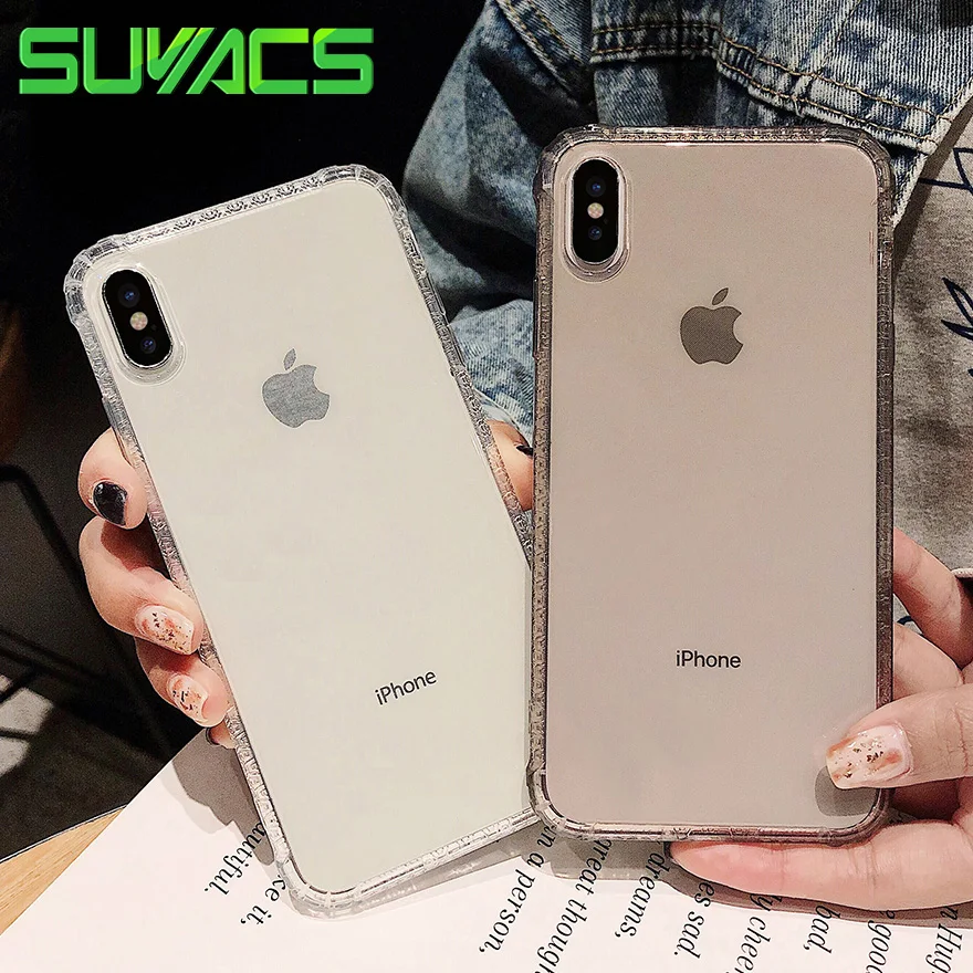 

SUYACS Phone Case For iphone 6 6S 7 8 Plus X XS MAX XR Non-slip Four Corners 3D Sound Hole Transparent Soft TPU Phone Cover