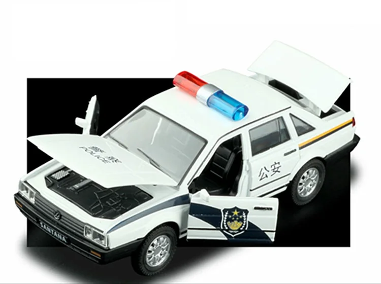 Точная имитация эксклюзивный Diecasts& Toy Vehicles: JACKIEKIM автомобильный Стайлинг Volkswagen Santana Police CCar 1:32 литая под давлением модель