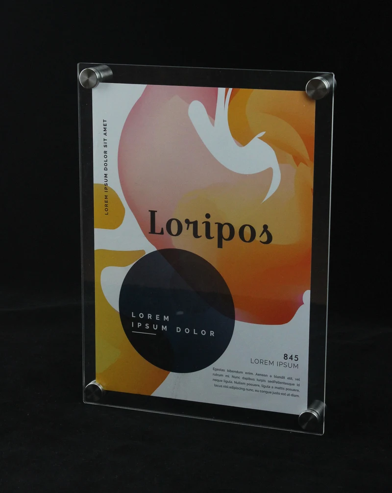 A4 A5 Wall Mounted Acrylic Plexiglass Poster Frames Perspex Floating