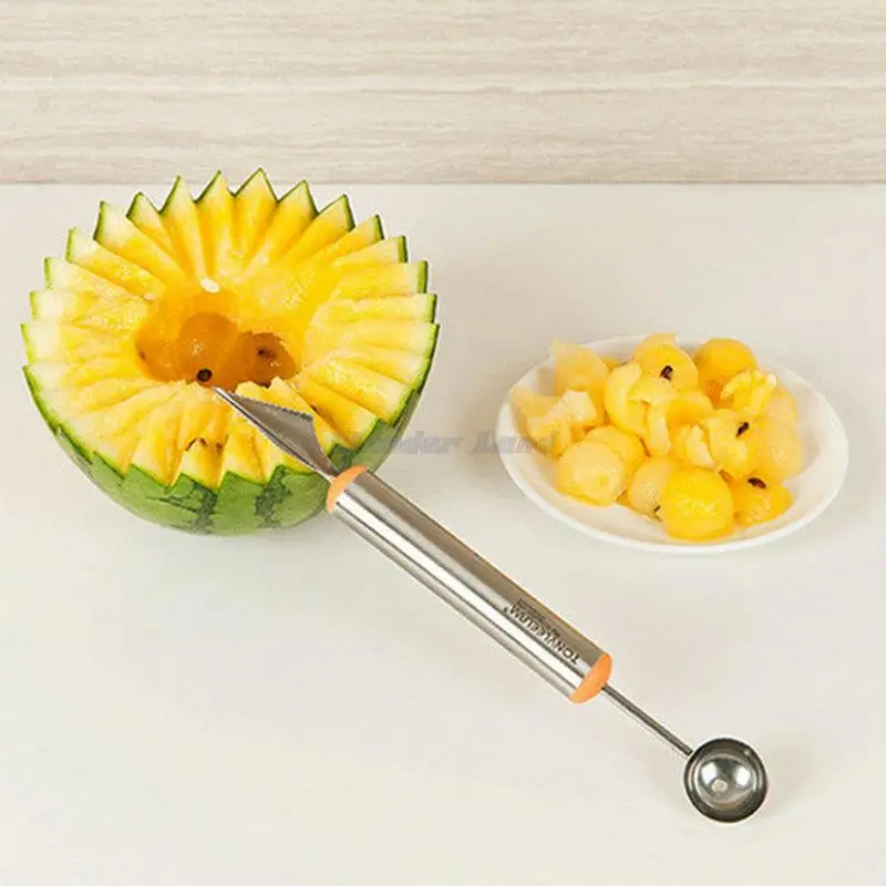 1Pc Double End Multi Function Stainless Steel Kitchen Fruit Vegetable