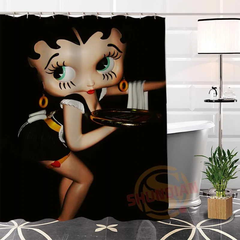 ShunQian Betty Boop Современная тканевая для душа занавес лучший хороший экологичный на заказ ванная комната водонепроницаемый занавес для ванной s с крюком - Цвет: Небесно-голубой