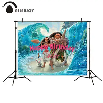 

Allenjoy birthday backdrop photography lovely child party sea wave image cartoon customize name photocall photo background