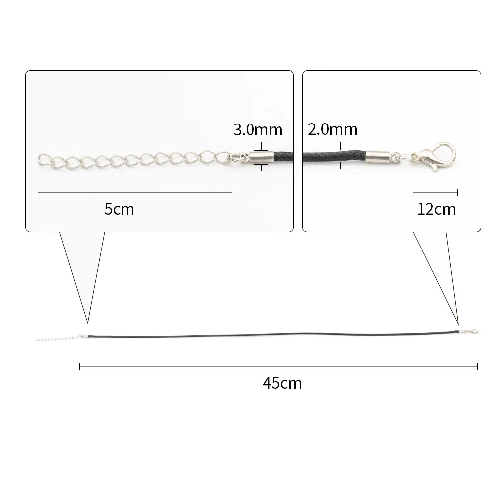 50 шт./лот 2,0 мм Ожерелье Веревка резиновая веревка с пряжкой омар ожерелье ювелирные изделия Кулон DIY материал