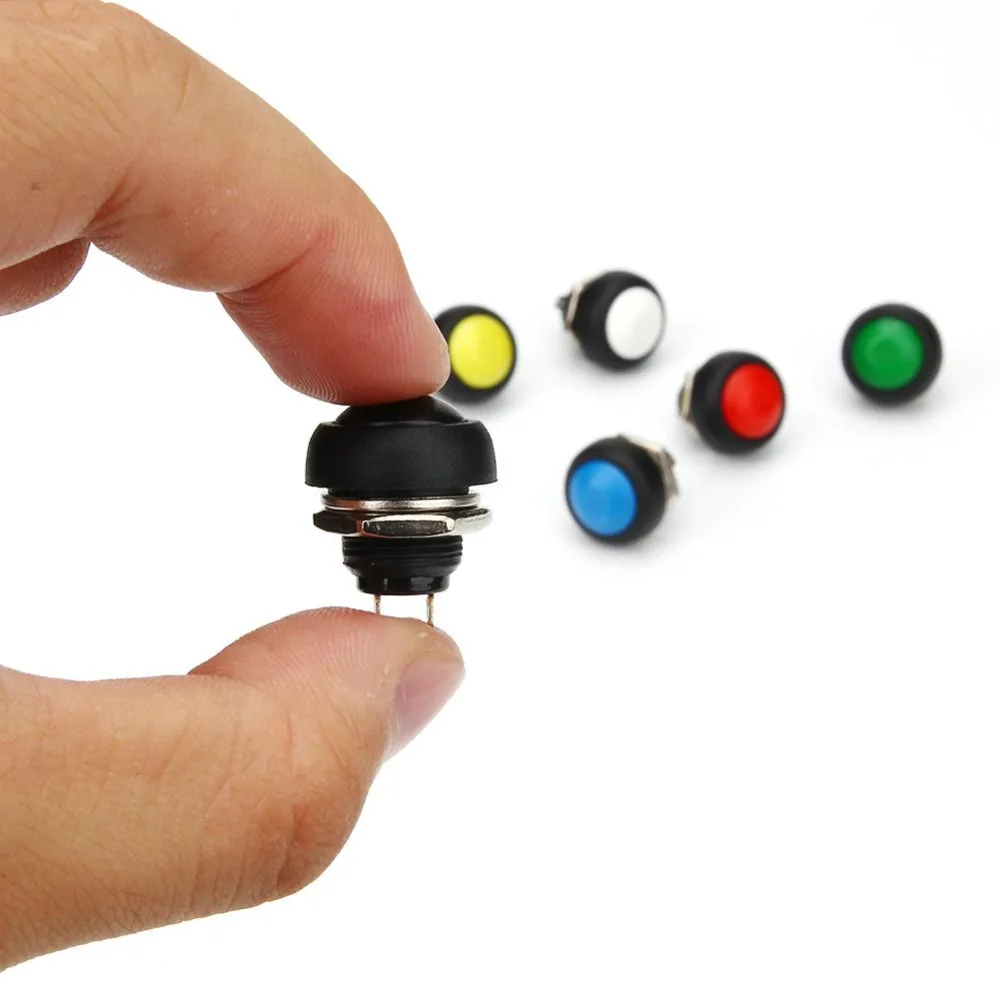 5Pcs Black Mini Switch 12Mm Waterproof Momentary Push Button Switch 250V 1A ch