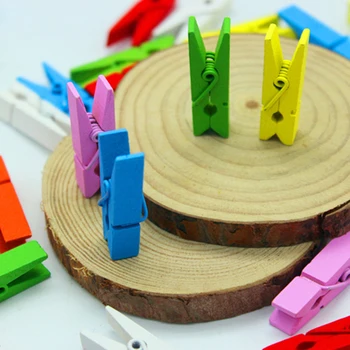 

FangNymph Colorful 10pcs/pack Mini Wooden Clips Decorations Paper Photo Clothes Spring Clips Two Model Options (S/L) Wooden Clip