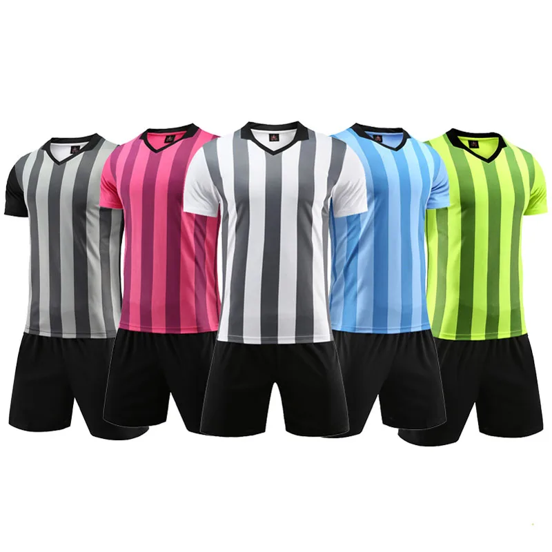 

NEW Season Kids Mens Stripes Blank Running Athletic Soccer Jersey Uniform Kits Football Sport Suits Breathable