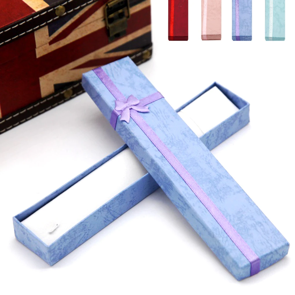 

1pc Cardboard Flannelette long necklace box jewelry wedding gifts box 4 Color