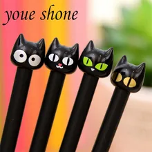 2 шт Милая Черная кошка мультипликационная гелевая ручка Пластиковые Гелевые Ручки для письма офисные школьные принадлежности канцелярские принадлежности