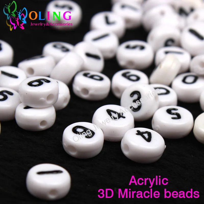 

2017 new 7*4MM 100Pcs round mixed DIY 0-9 Digital Beads solid color Acrylic Bead earring Bracelet choker necklace jewelry making