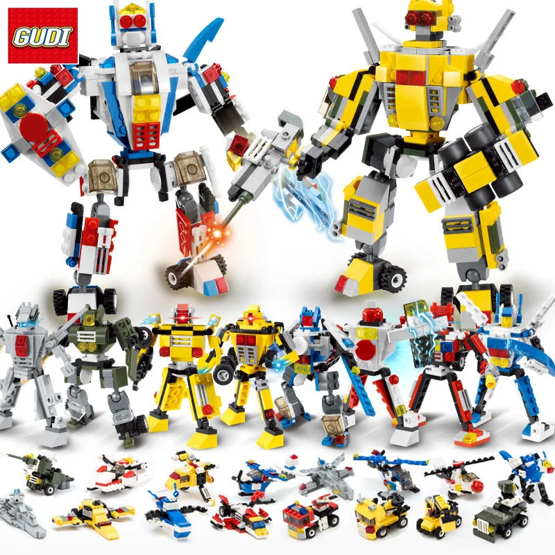

GUDI 4 in 1 Deformation Robot Building Blocks Kids DIY Assemblage blocks Star Warrior Robot Playmobil Blocks Toys for children