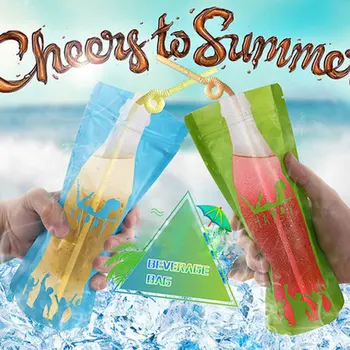 

20pcs 500ml Frosted Juice Pouch Bags Disposable Stand Up Ziplock Plastic Large Capacity Beverage Liquid Container for Adults Kid