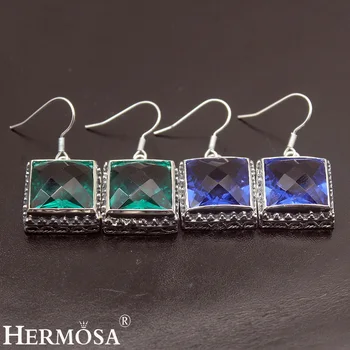 

Hermosa 15x15mm Solid Square Design Vintage Earrings For Women Fashion Christmas Party Jewelry