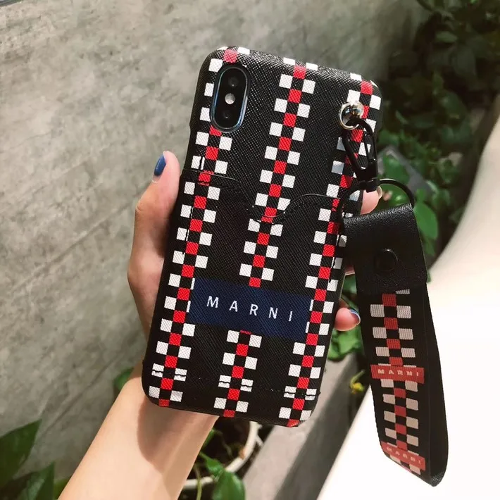 Whit Rope-Black Модный чехол для телефона, чехол для iPhone X XS Max, роскошный бренд для iPhone 7, 8, 6 Plus, ремешок на запястье, чехол, Твердый чехол для телефона - Цвет: Whit Rope-Black
