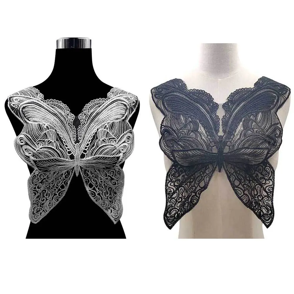 

White Butterfly Embroidered Lace Neckline Collar Trim Neck Applique Clothes Dress Sewing Supplies Craft Accessories