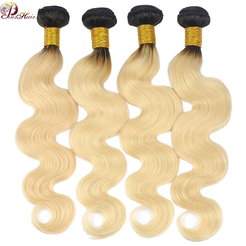 T1B/613 Ombre светлые бразильские волосы Weave Связки объемная волна 100% человеческих