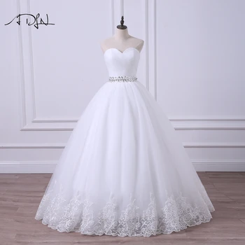 CALIENTE VENTA ❤️ Vestido de novia ADLN 2020, elegante vestido de novia, fotos reales, escote Corazón, corsé con abalorios de tul, barato, de talla grande - discount item 45% OFF Bodas y eventos