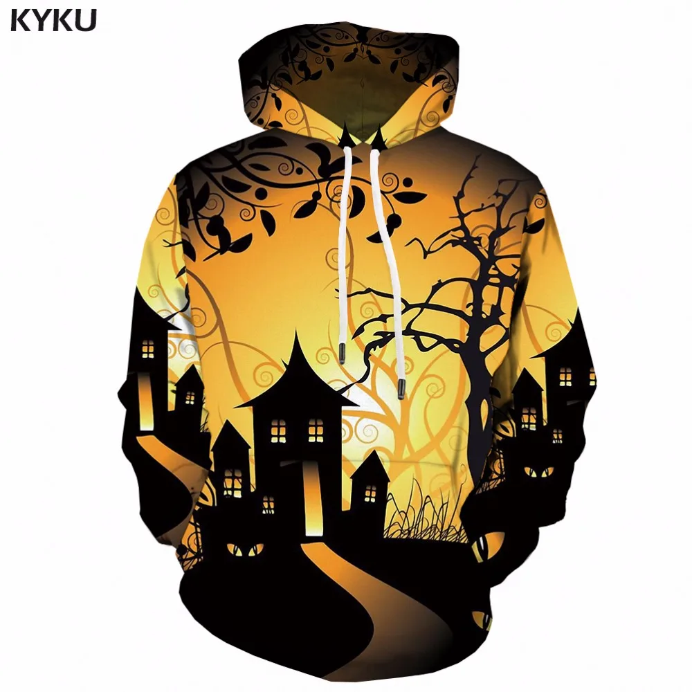 KYKU 3d Psychedelic Hoodies Men Halloween Ghost Hoodie Print Anime Clothes Cosplay Print 