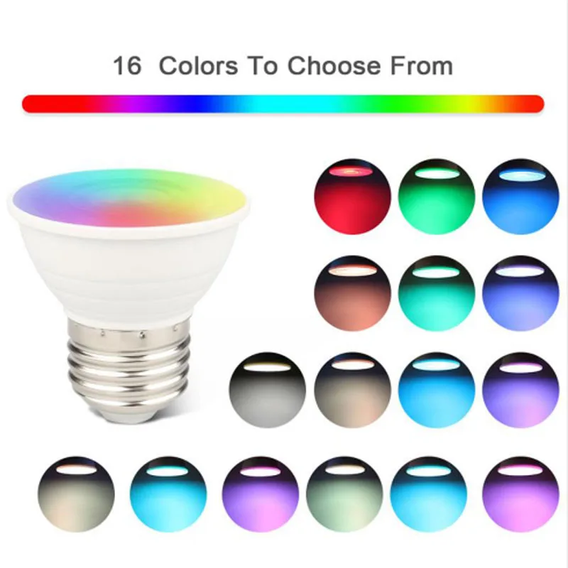 

Infrared remote control 16 color E27 GU10 LED RGB bulb AC110V 220V 5W LED RGBw flash ceiling party RGB small spotlight MR16 12V