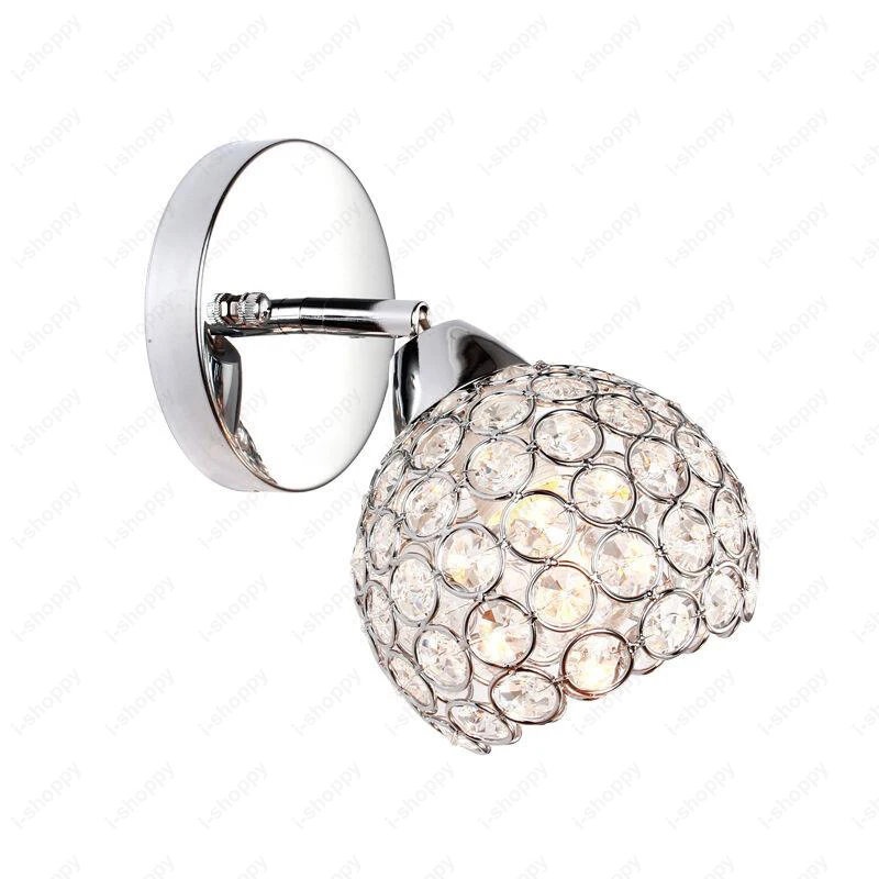 

K9 Crystal 3W/5W/7W LED Wall Sconce Light Fixture Bedside Reading Lamp E14 Bulb Iron Lampshade Aisle Lobby Office