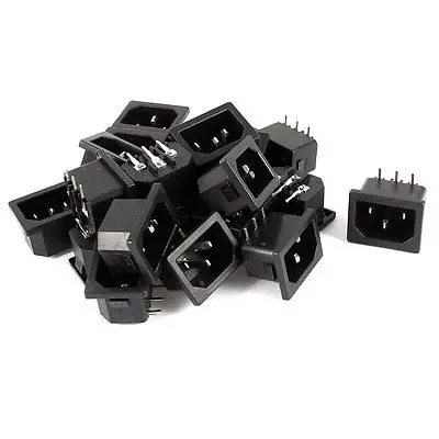 

20 Pieces Right Angle 3Pin IEC320 C14 Inlet Power Socket Black AC 250V 10A
