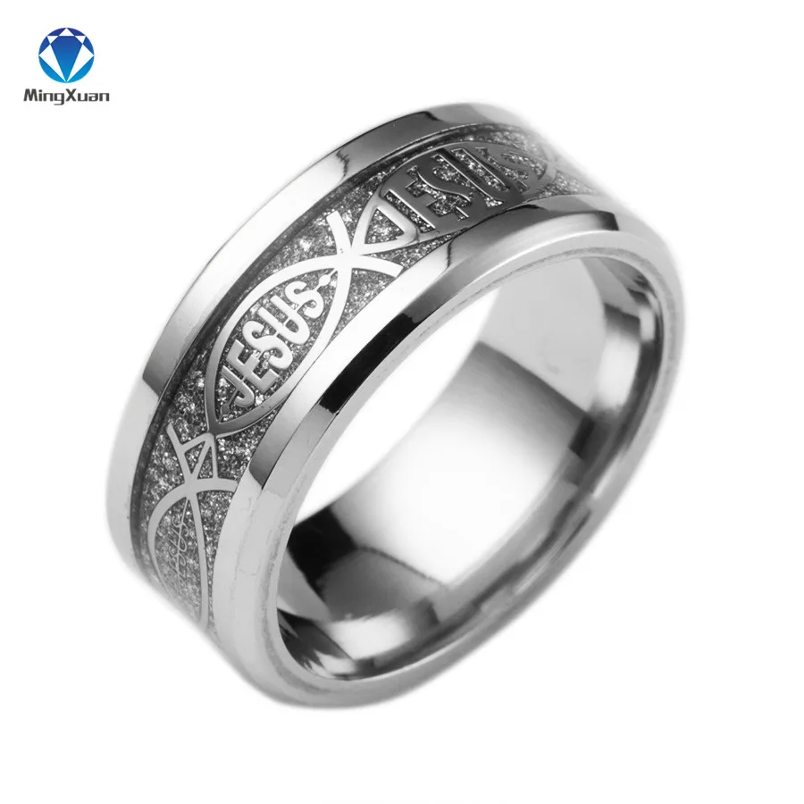 Высокое качество, кольцо из нержавеющей стали 316L с надписью Иисуса, обручальное кольцо для мужчин и женщин, 5 цветов