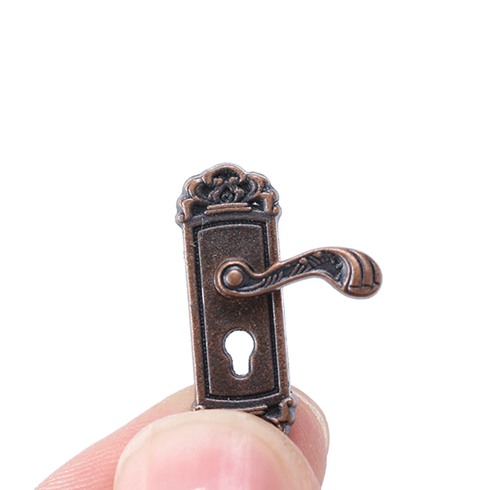 1/12 Dollhouse Miniature Door Lock and Key Cute Vintage Funny Doll House Fairy Mini Door Retro Metal DIY Accessories