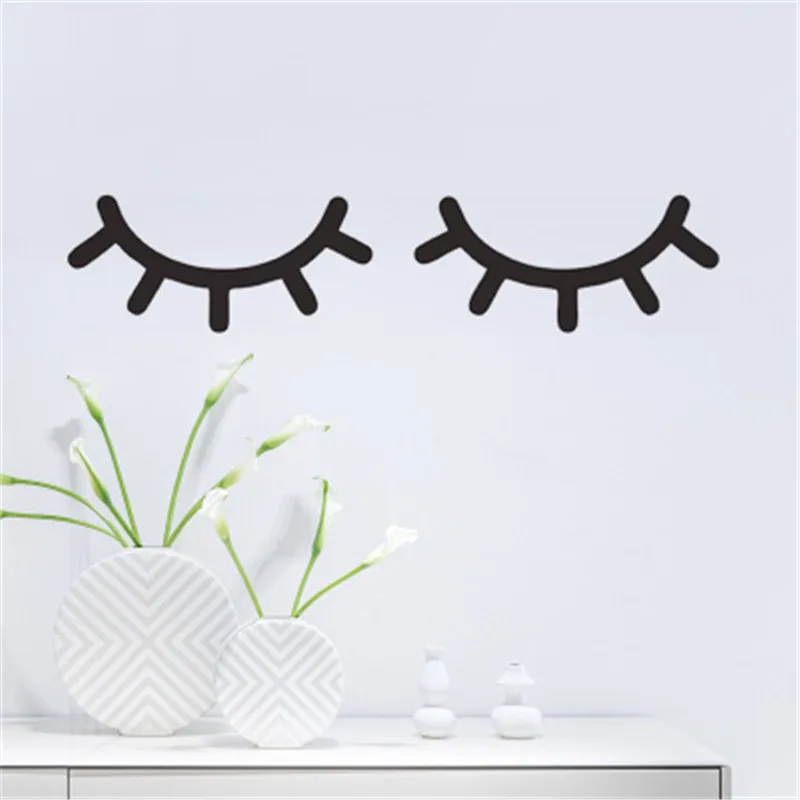 Cute Sleepy Eyes Vinyl Wall Decal Sticker For Kids Bedroom Closed Eyes