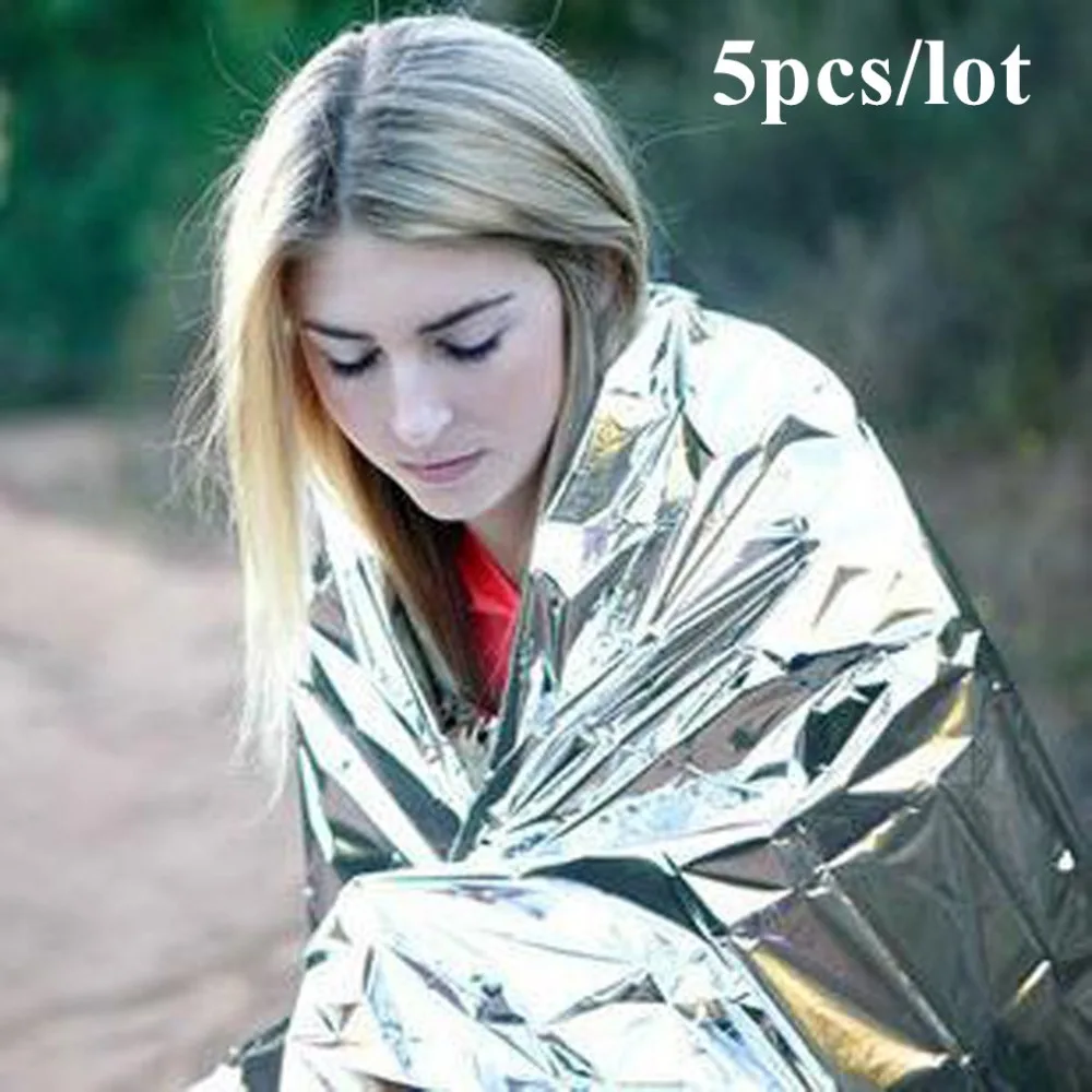 

5pcs/lot First Aid Emergency Blanket Foil Reflective thermal Suitable for Camping Earthquake Keep Warm Rescue Reflection Blanket