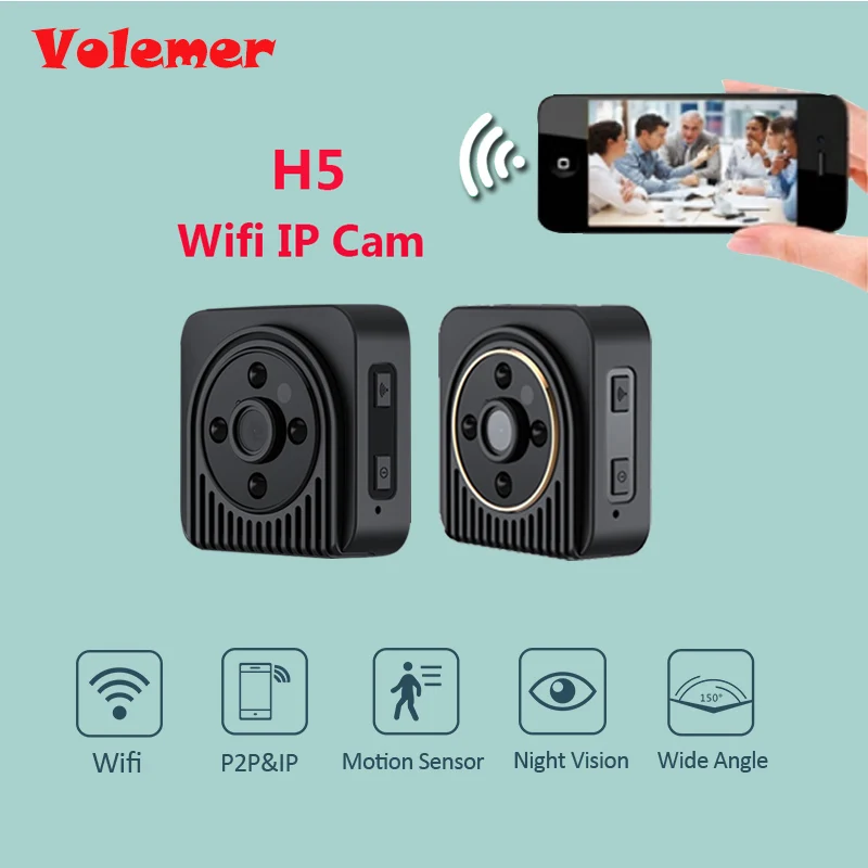 

Volemer New H5 Wireless Mini Camera H.264 720P HD Wifi IP DV Camera Infrared Night Vision Micro Camera Wide Angel Mini Camcorder