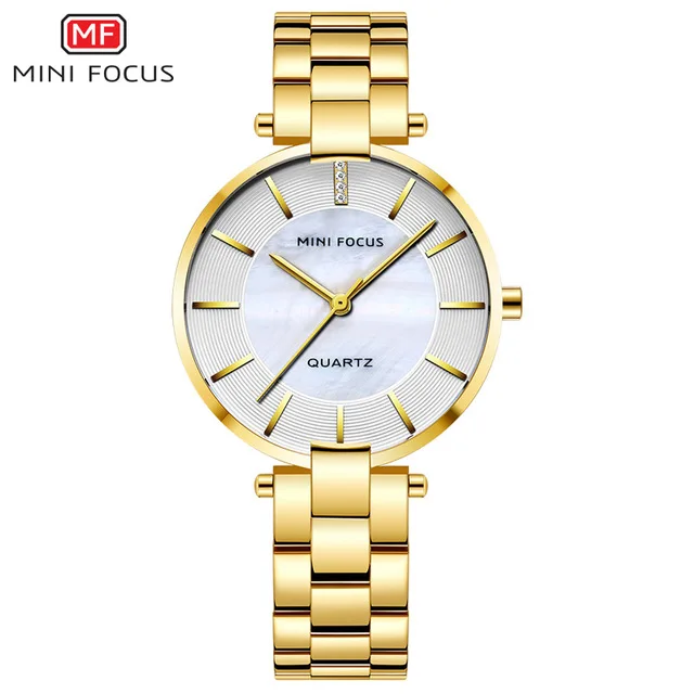 Мини Фокус черный браслет из нержавеющей стали часы для женщин модное роскошное платье наручные часы для леди Женщины Relogios MFW0224Gold - Цвет: MFW0224 Gold