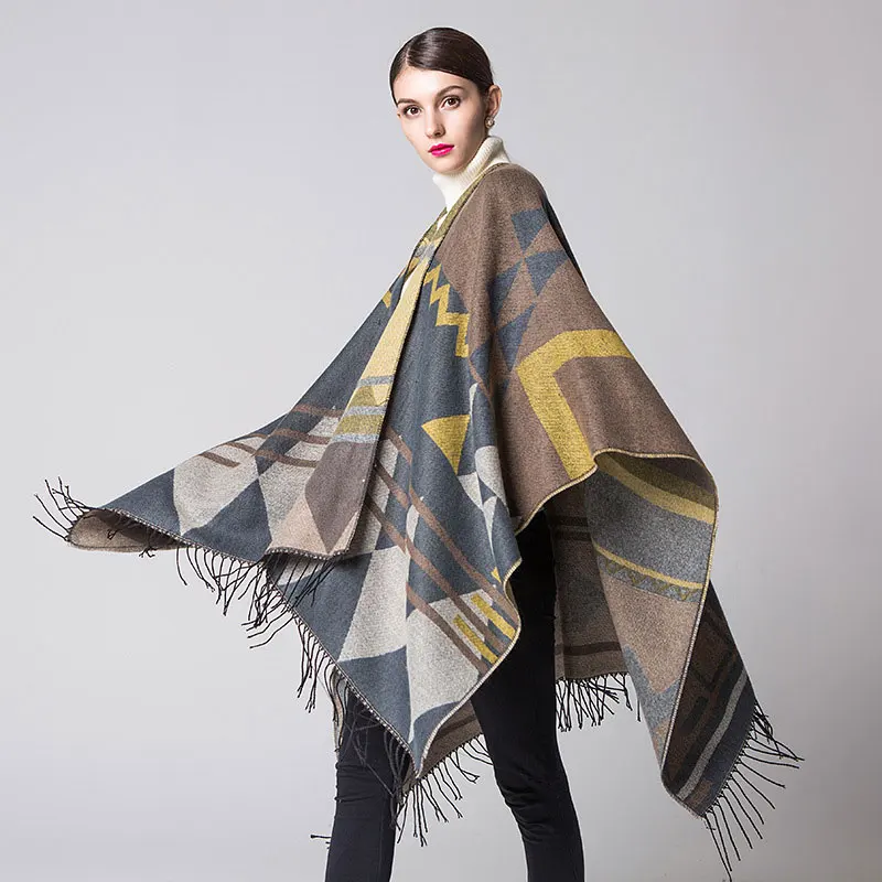 Brand Women Blanket Poncho Scarf Fashion Cashmere Wool Scarf Cape Winter bufanda manta font b Tartan