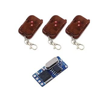 

DC3.5V-12V Mini Wireless Remote Control Switch System Receiver +3pcs Peach Transmitter with 2 Buttons for Smart Home