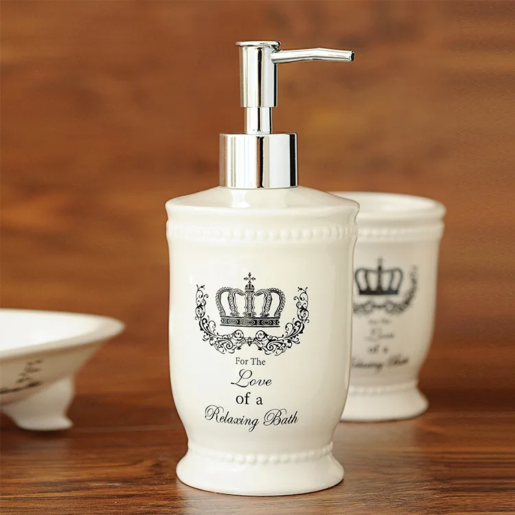 Керамическая корона аксессуары для ванной комнаты покрыты в 4 раза британский стиль украшения дома продукт, защищающий набор для ванной