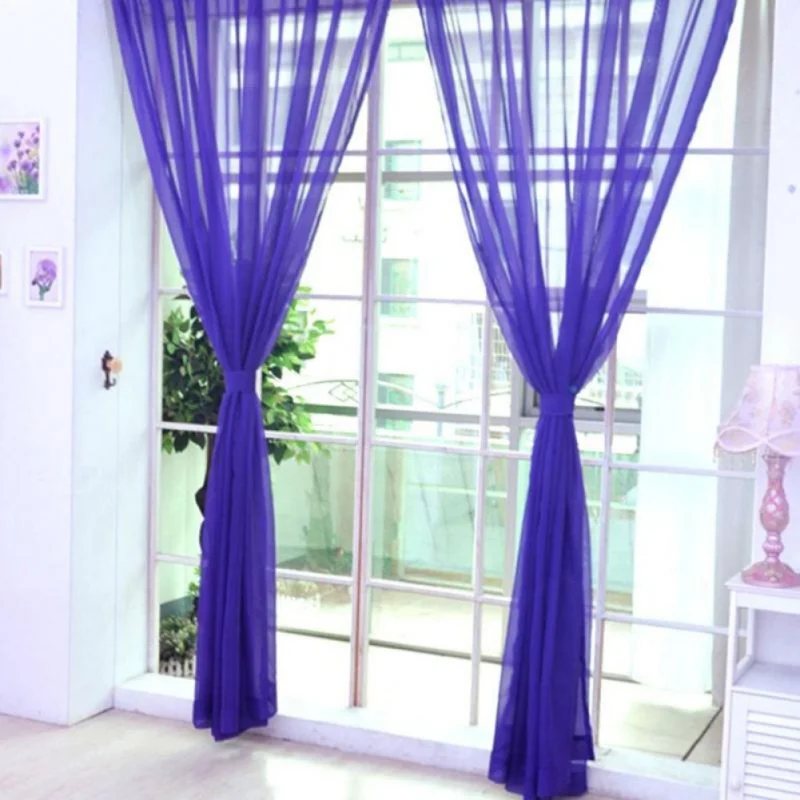 1 Panel Home Decor Solid Sheer Window Curtains Rod Pocket Voile Window