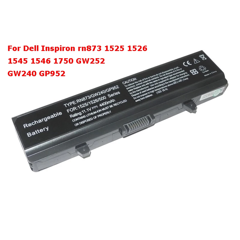 

Laptop Battery For Dell Inspiron rn873 1525 1526 1545 1546 1750 GW252 GW240 GP952 PP42L PP29L PP41L K450N D608H RU583