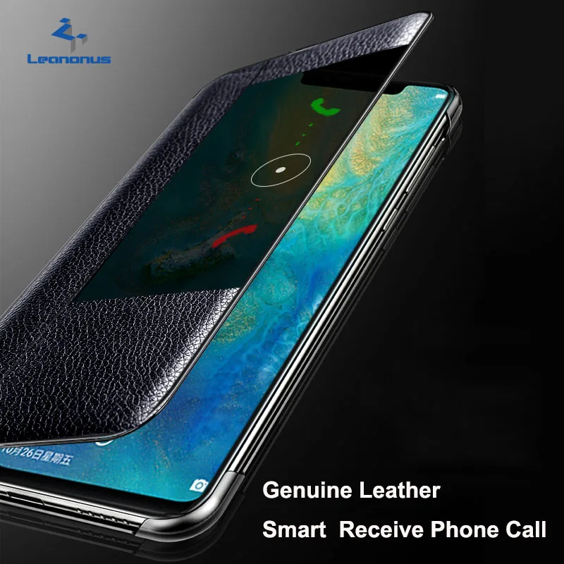 Leanonus Натуральная кожа флип чехол для huawei P20 P30 Pro P10 плюс Коврики 20 10 Чехол Smart Вид из