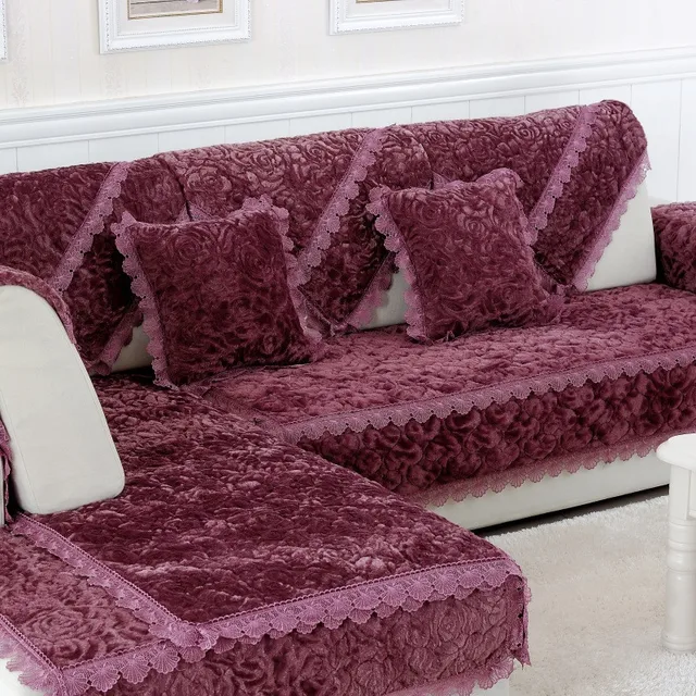 Us 15 87 L Shaped Sofa Cover Towel Pads Velvet Fabric Warm Corner Cushion Protector Home Textile Living Room Decor T34 In