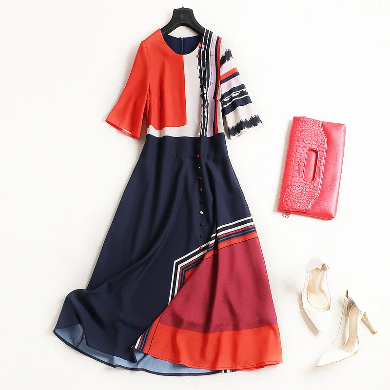 Spring Summer High end dress Euro American fashionable bright high