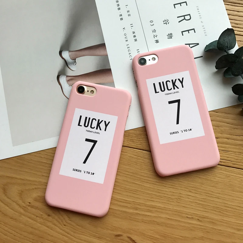 

Lucky Number Seven Pink Anti Shock Phone Bags & Cases For iphone 6 6s Soft Scrub Back Covers candy color matte Hard Bag