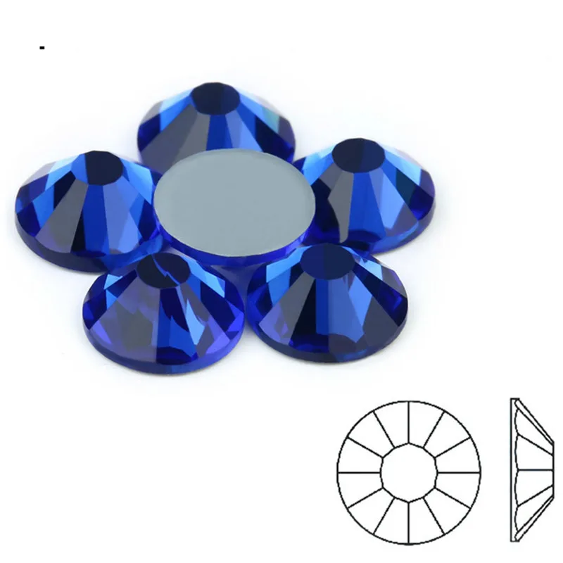 

Top quality DMC Cobalt Hot-Fix Rhinestones SS6-SS30 Crystal glass Iron On Rhinestone for clothes wedding decoration